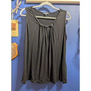 Dressy Black Tank Top Knotted Front